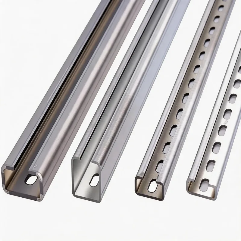 WQL-E C-channel perforated mounting rail size range — multiple sizes comparison — DIN 3015