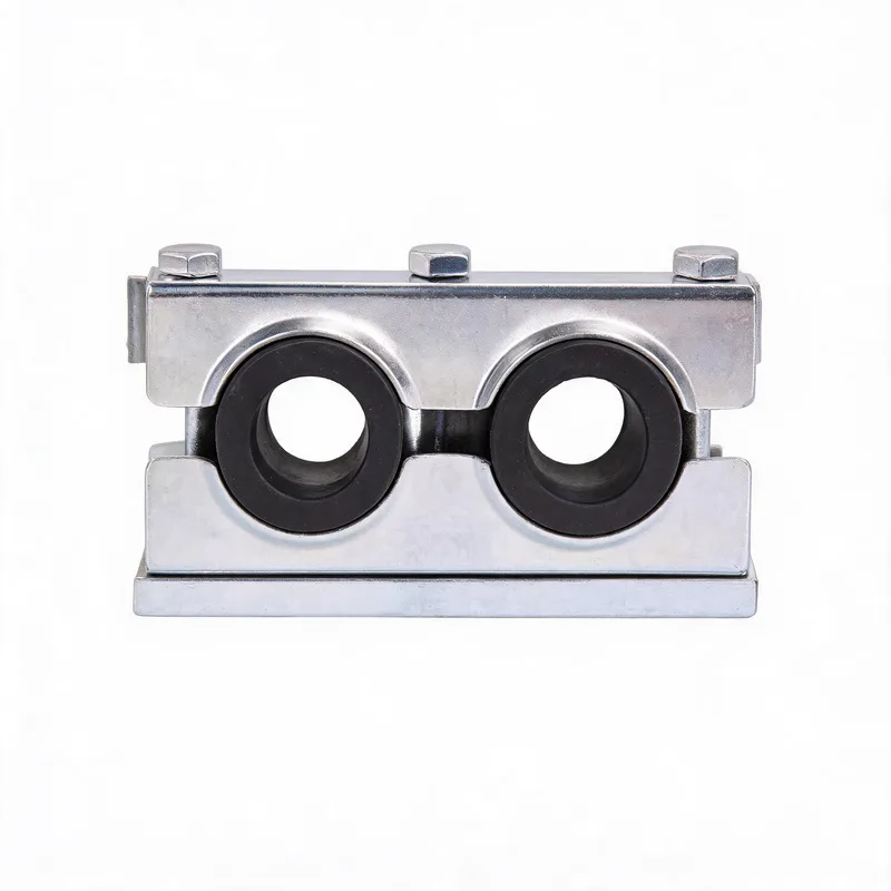 WQF steel shockproof twin-lateral pipe clamp — WeiQue NBR-lined steel, ø8–108 mm