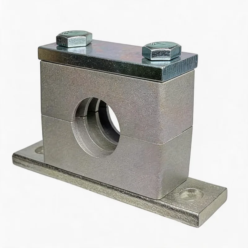 THAG8 pipe clamp — angled view, aluminum alloy — DIN 3015-2, ø14–108 mm