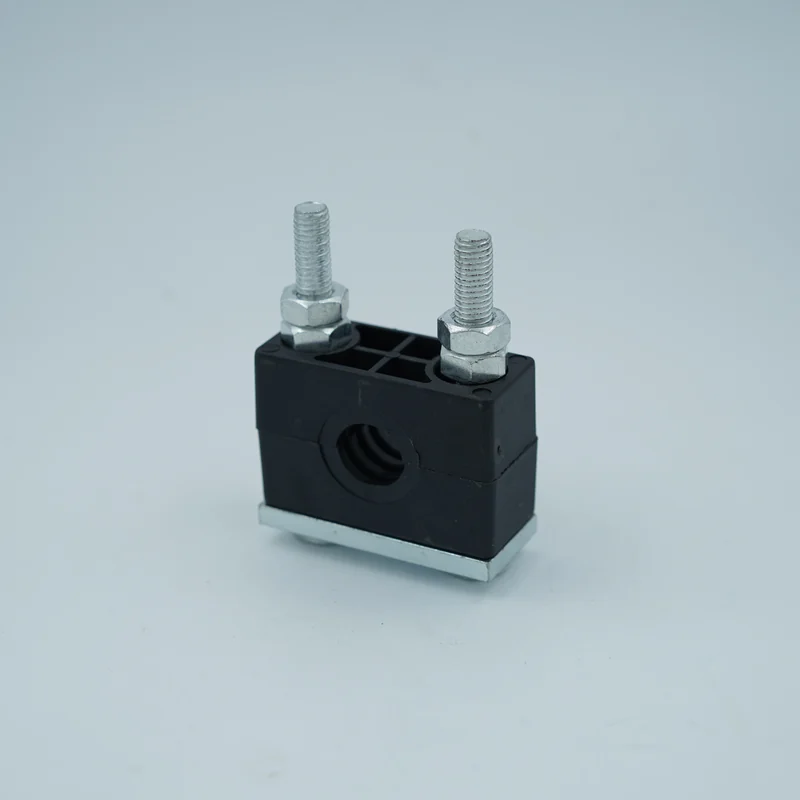 Marine nylon pipe clamp with 316 stainless steel stud bolts for saltspray environments
