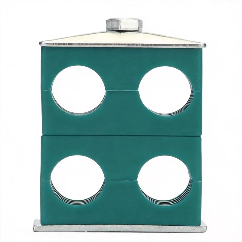 WQL stacking dual-hole pipe clamp — WeiQue zinc-plated steel — DIN 3015-1, ø6–108 mm