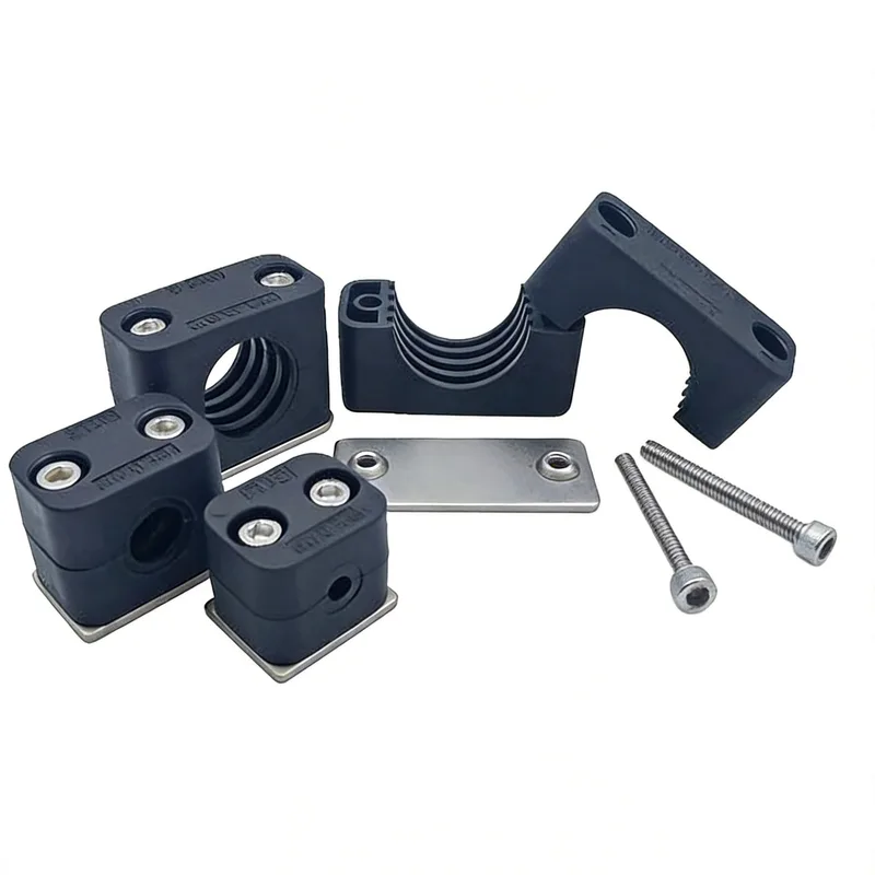 WQL·G2 pipe clamp — exploded view: body, bolt, nut, welded base