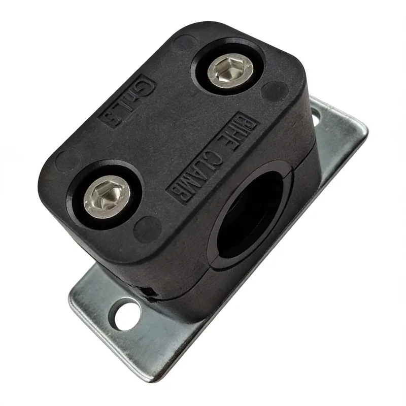 WQL·G5 pipe clamp — angled view, nylon body — DIN 3015-1, ø6–108 mm
