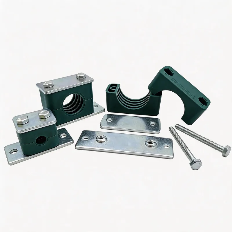WQL·G6 pipe clamp — exploded view: body, bolt, nut, long welded base