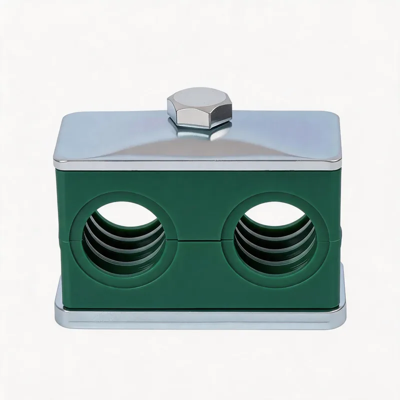 WQL/WQT light twin-hole plastic pipe clamp — WeiQue plastic body — DIN 3015-1, ø6–108 mm