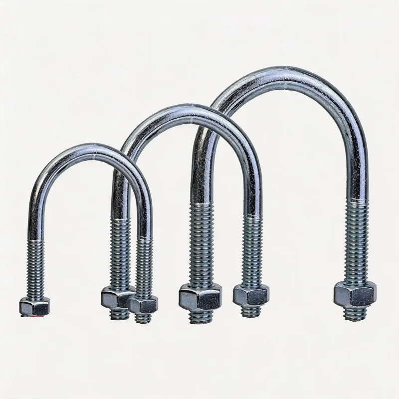 U-bolt pipe clamp size family from small to large pipe diameters