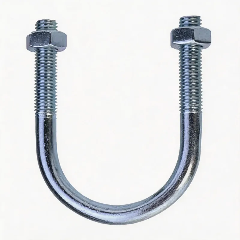 Galvanized U-bolt pipe clamp with hex nuts for large diameter pipe lashing